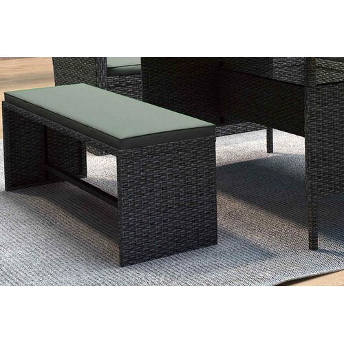 Moorea - Salon De Jardin 8 Places Avec Canapé D'angle En Résine Tressée Anthracite Et Vert