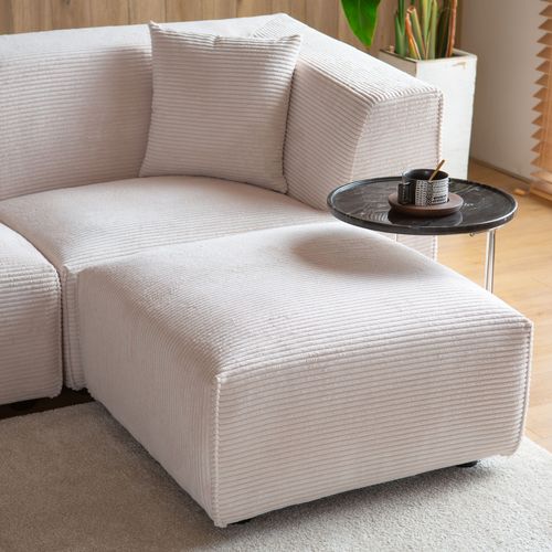 Monroe - Canapé Velours Côtelé 4 Places Modulable Beige