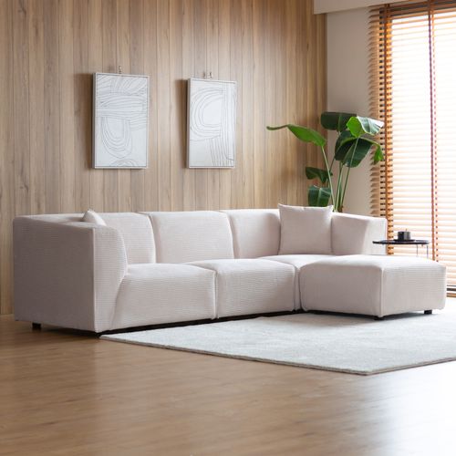 Monroe - Canapé Velours Côtelé 4 Places Modulable Beige