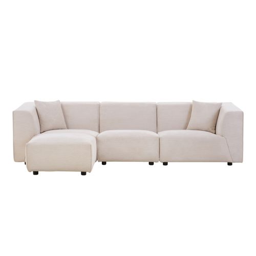 Monroe - Canapé Velours Côtelé 4 Places Modulable Beige
