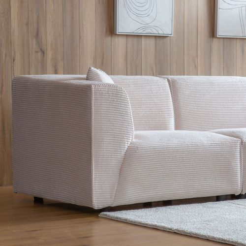 Monroe - Canapé Velours Côtelé 4 Places Modulable Beige