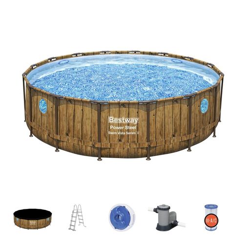 Hilo - Piscine tubulaire Effet Rotin Brun 4,88 X 1,22 M
