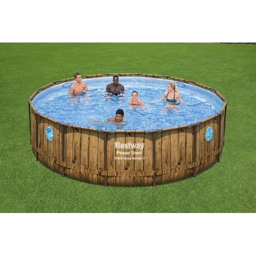 Hilo - Piscine tubulaire Effet Rotin Brun 4,88 X 1,22 M