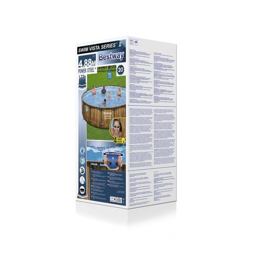Hilo - Piscine tubulaire Effet Rotin Brun 4,88 X 1,22 M