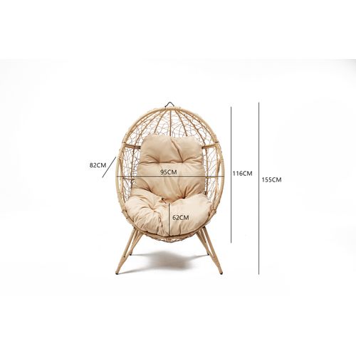 Jane - Fauteuil Oeuf Sur Pied En Résine Beige Effet Rotin