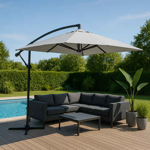 Capri - Parasol Carré Déporté 3x3 écru En Aluminium