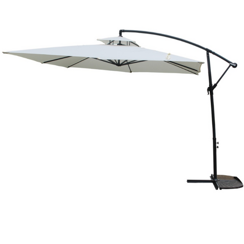 Capri - Parasol Carré Déporté 3x3 écru En Aluminium