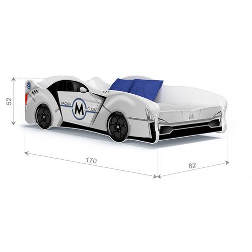 Lit Enfant Voiture 80x160 Cm- Club - Avec Sommiers Et Matelas En Mousse De 7cm