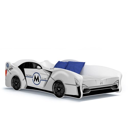 Lit Enfant Voiture 80x160 Cm- Club - Avec Sommiers Et Matelas En Mousse De 7cm