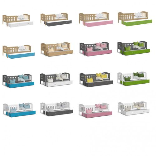 Lit Gigogne Teo 90x190 Pin - Rose Livré Avec Sommiers, Tiroir Et Matelas En Mousse De 7cm