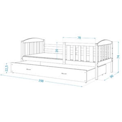 Lit Gigogne Teo 90x190 Pin - Rose Livré Avec Sommiers, Tiroir Et Matelas En Mousse De 7cm