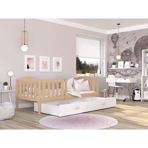 Lit Enfant Teo 90x190 Cm Pin - Avec Sommiers, Tiroir Et Matelas Mousse - Blanc
