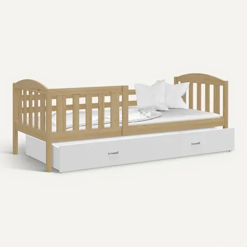 Lit Enfant Teo 90x190 Cm Pin - Avec Sommiers, Tiroir Et Matelas Mousse - Blanc