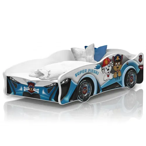 Lit Enfant Voiture 80x160 Cm Pat Patrouille - Avec Sommiers Et Matelas Mousse