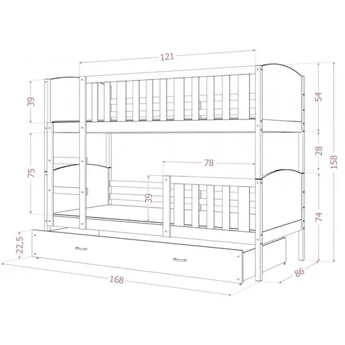 Lit Superposé Tomy 80x160  Blanc - Blanc Livré Avec Sommiers Livré Avec Sommiers, Tiroir Et Matelas