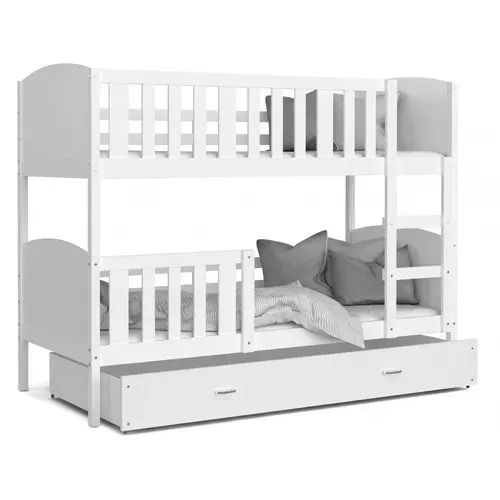 Lit Superposé Tomy 80x160  Blanc - Blanc Livré Avec Sommiers Livré Avec Sommiers, Tiroir Et Matelas
