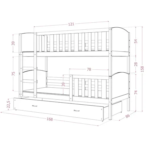 Lit Superposé Tomy 80x160  Blanc - Blanc Livré Avec Sommiers Livré Avec Sommiers, Tiroir Et Matelas