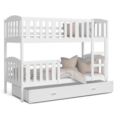 Lit Superposé Teo 80x160 Blanc - Blanc Livré Avec Sommiers Livré Avec Sommiers, Tiroir Et Matelas En