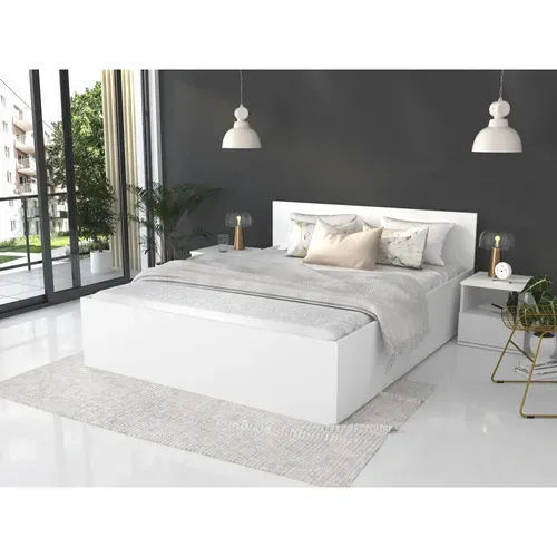 Lit Coffre Panama 140x190 - Sommier Inclus Blanc