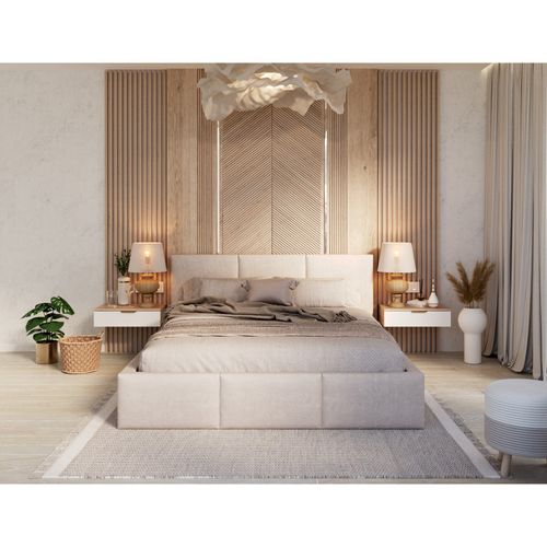 Lit Coffre Tesia 140x190  - Sommier Inclus Crème