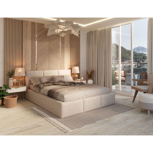 Lit Coffre Tesia 140x190  - Sommier Inclus Crème