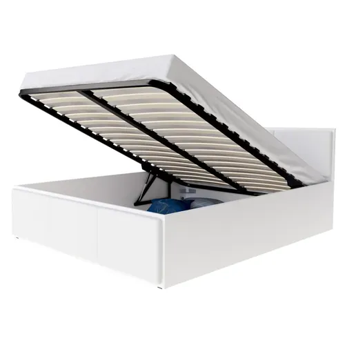 Lit Coffre Panama T 140x190 - Sommier Inclus Blanc - Blanc