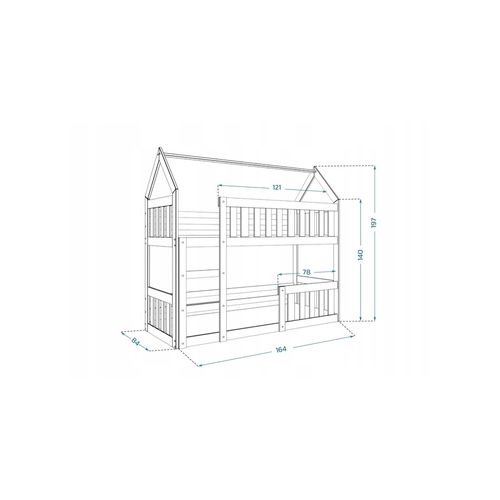 Lit Superposé Cabane Mini 80x160 Gris - Gris Livré Avec Sommiers