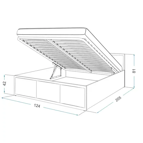 Lit Coffre 120 X 200 Cm Panama T - Coffre De 670 L - Sommier Inclus - Blanc - Gris Clair