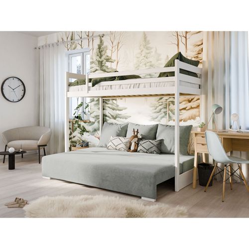 Lit Mezzanine Et Canape Safino 90 X 200 / 140 X 200 Blanc - Gris