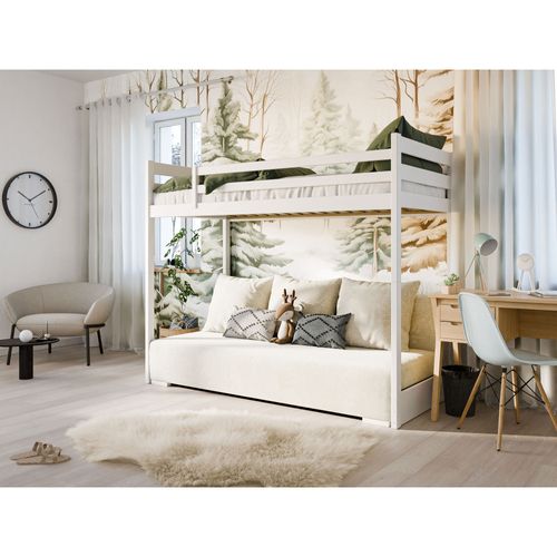 Lit Mezzanine Et Canape Safino 90 X 200 / 140 X 200 Blanc - Blanc