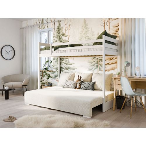 Lit Mezzanine Et Canape Safino 90 X 200 / 140 X 200 Blanc - Blanc