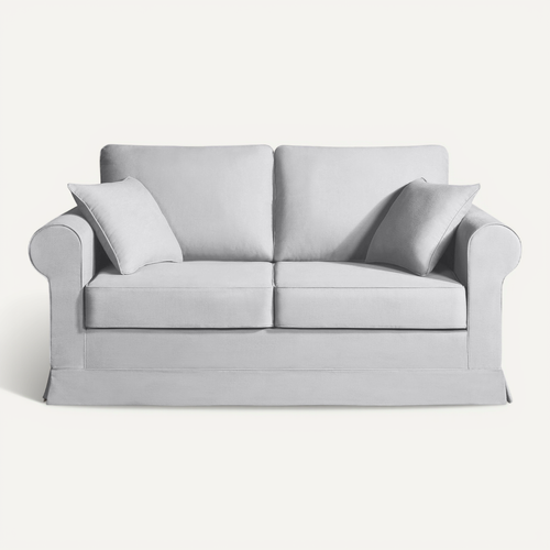 Canapé 2 Pl Colme 170 Cm Fixe Tissu Gris Clair - 100% Déhoussable - Fab. France