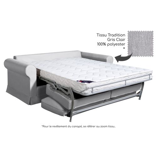 Convertible 14 Cm Hr 35kg/m³ Canapé 3 Pl Colme 200 Cm Tissu Gris Clair