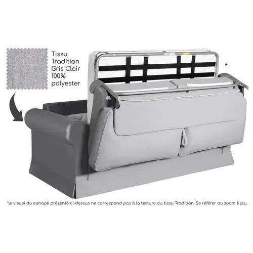 Convertible 14 Cm Hr 35kg/m³ Canapé 3 Pl Colme 200 Cm Tissu Gris Clair