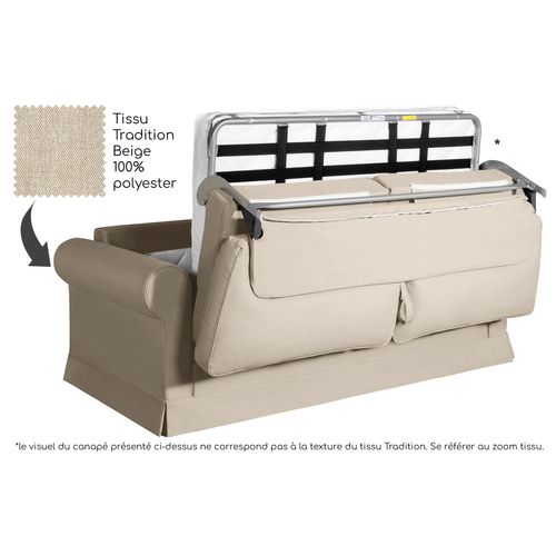 Convertible 14 Cm Hr 35kg/m³ Canapé 3 Pl Colme 200 Cm Tissu Beige