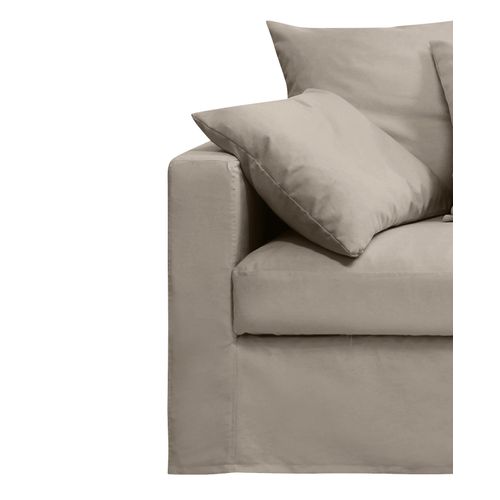 Canapé Lin 4 Pl Sofia 197 Cm Fixe Tissu Ficelle 100% Déhoussable – Fab France
