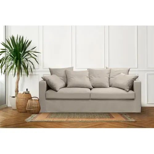 Canapé Lin 4 Pl Sofia 197 Cm Fixe Tissu Ficelle 100% Déhoussable – Fab France