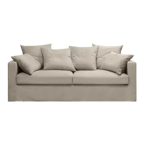 Canapé Lin 4 Pl Sofia 197 Cm Fixe Tissu Ficelle 100% Déhoussable – Fab France