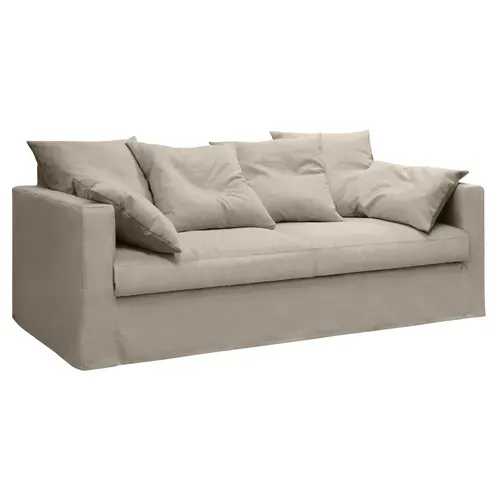 Canapé Lin 4 Pl Sofia 197 Cm Fixe Tissu Ficelle 100% Déhoussable – Fab France