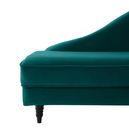 Méridienne Gauche Alba 195 Cm Velours Eucalyptus - 100% Déhoussable - Fab. France
