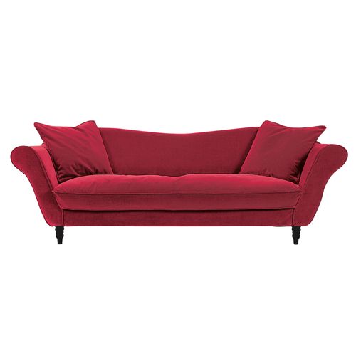 Canapé 3 Pl Alba 238 Cm Velours Rouge - 100% Déhoussable - Fab. France