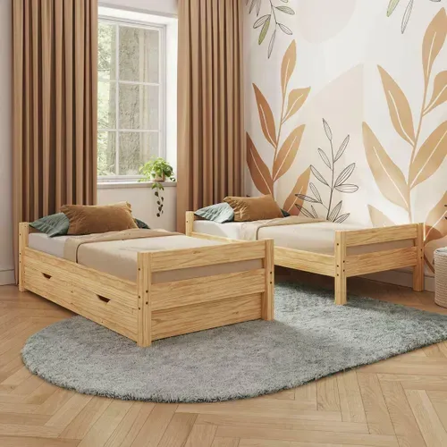 Lit Superposé Séparable Aaron   Bois Naturel 80x190 Cm