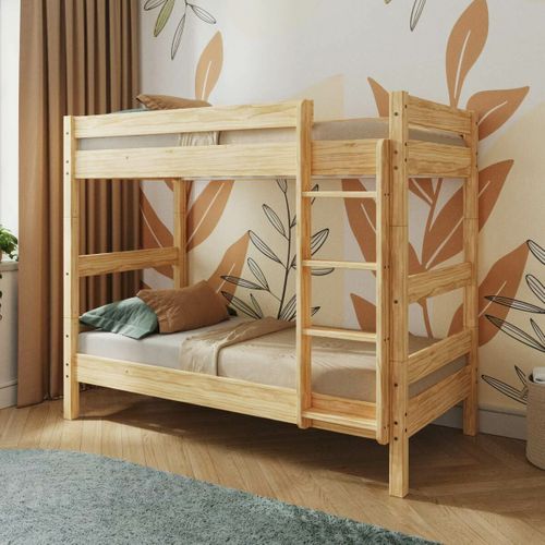 Lit Superposé Séparable Aaron   Bois Naturel 80x190 Cm