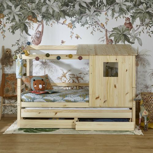 Lit Cabane Gigogne Alma   Bois 90x200 Cm