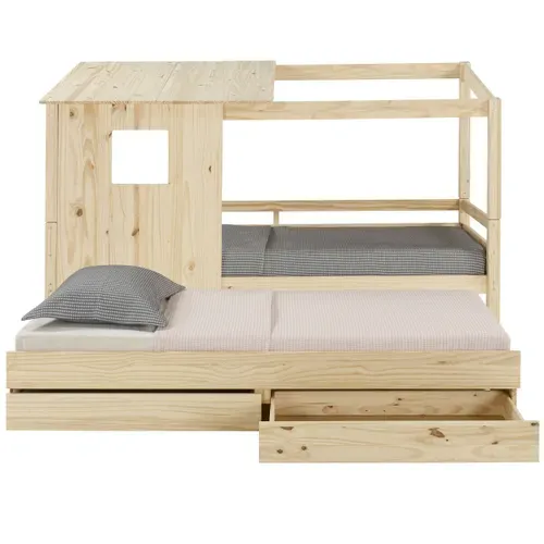 Lit Cabane Gigogne Alma   Bois 90x200 Cm