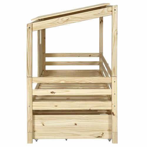 Lit Cabane Gigogne Alma   Bois 90x200 Cm