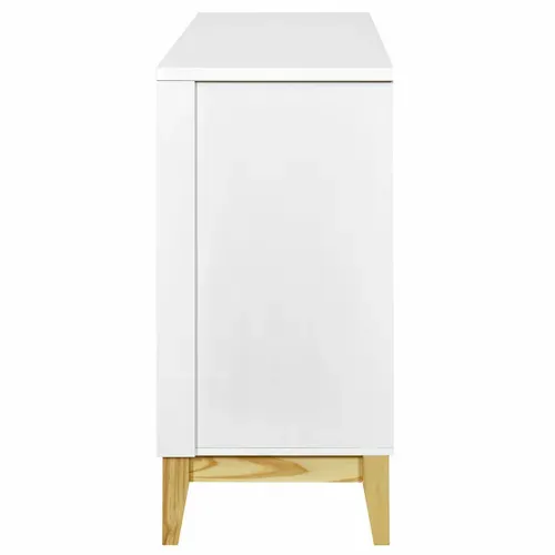 Commode 3 Tiroirs 1 Porte Yoona   Blanc Et Bois