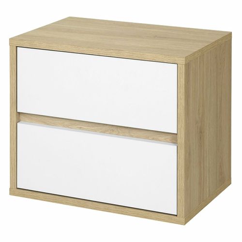 Chevet Avec 2 Tiroirs Kima   Chêne Et Blanc