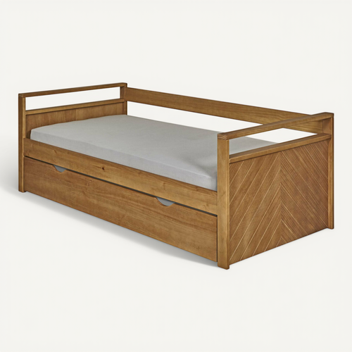 Pack Lit Banquette Gigogne Avec Matelas Ivy Bois 90x190 Cm