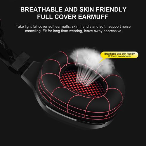 Casque Gamer Gt64 Rouge Avec Micro Et LED Pour PC Et Consoles - Haut-parleur 40mm - Contrôle Volume